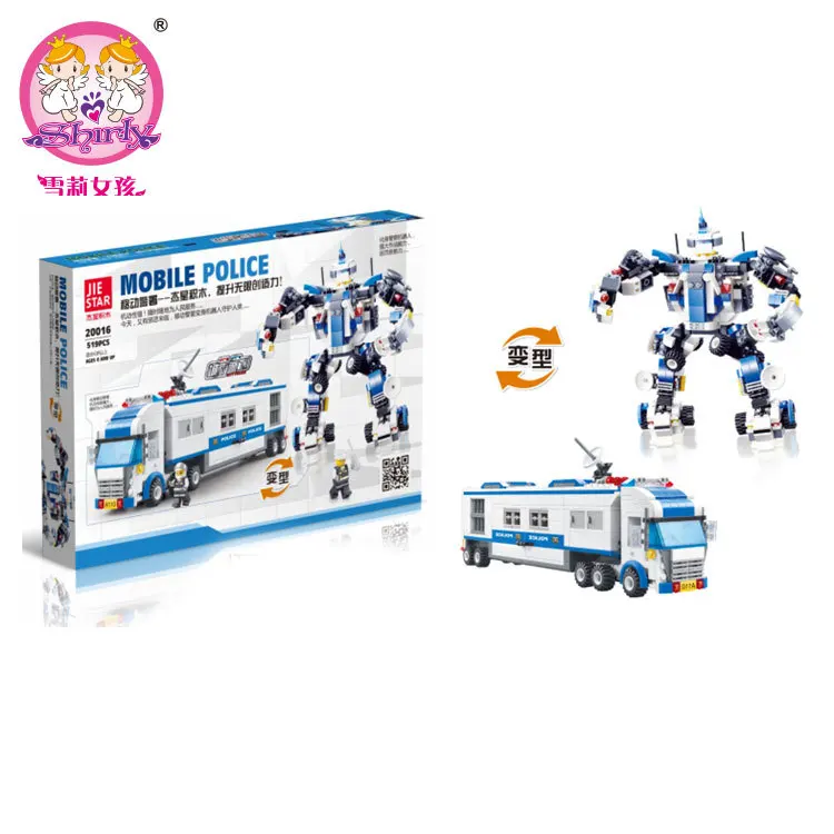

China Mobile Police Educational Assembled Fight Inserted Plastic Transformation 3-in-1 Building Blocks Toy 20016