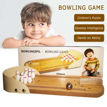 

2020 New Wooden Mini Desktop Bowling Game Toy Set Fun Indoor Parent-Child Interactive Table Game House Game Hot In Sale