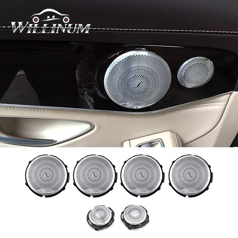

Car speaker cover for Benz W213 W205 GLC AMG E C Class auto front rear door audio music mid range loudspeakes case trim sticker