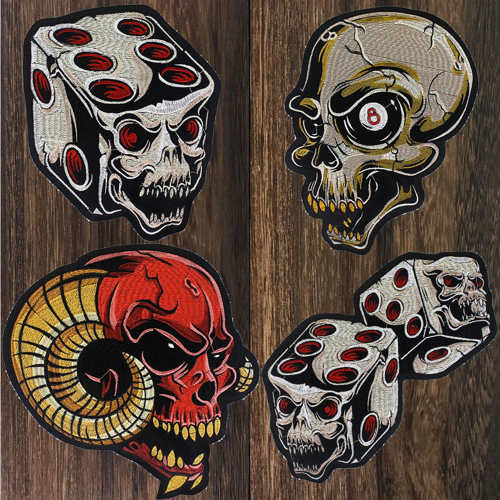 

Dice Skull Iron on Patches Skull Sheep Stickers for Clothes T-shirts DIY Appliques Patch Badge Punk Bike Craft 1pc TH1744