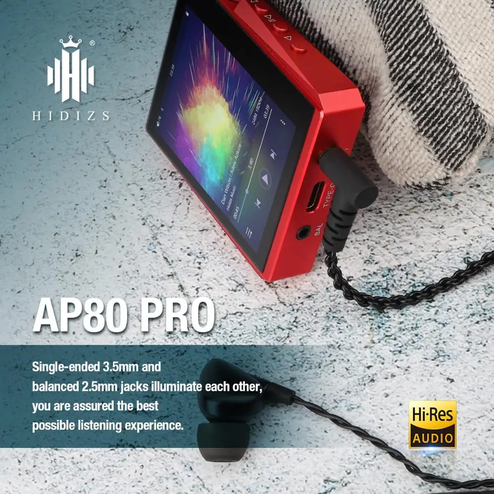 Hi Fi плеер Hidizs AP80PRO музыкальный MP3 с поддержкой Bluetooth сенсорным экраном портативный