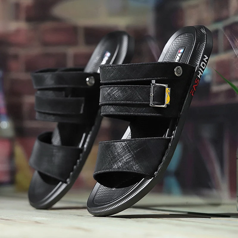 

Designer Shoes Men Sandals Pu Leather Summer Casual Shoes For Man Fashion Sneakers Sandy Beach Outdoor Lace Up Concise Style 38