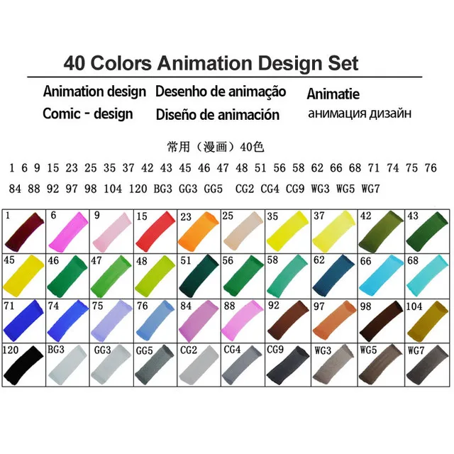 TOUCHFIVE маркер 30/40/60/80/168 Цвета маркер для рисования на спиртовой основе чайник ручка для рисования манга двуглавый искусства ручки, маркеры для рисования - Color: 40 Animation Set T5