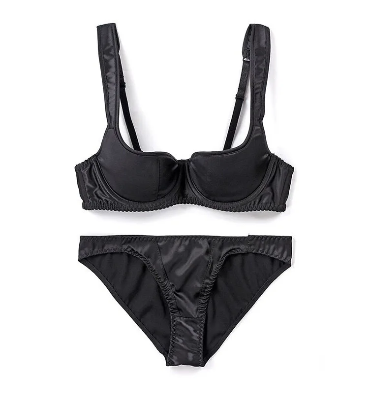 Thin cup sexy smooth and traceless women's Bra Set wide shoulder strap push up 1/2 half cup and sexy panties lingerie set ethika set