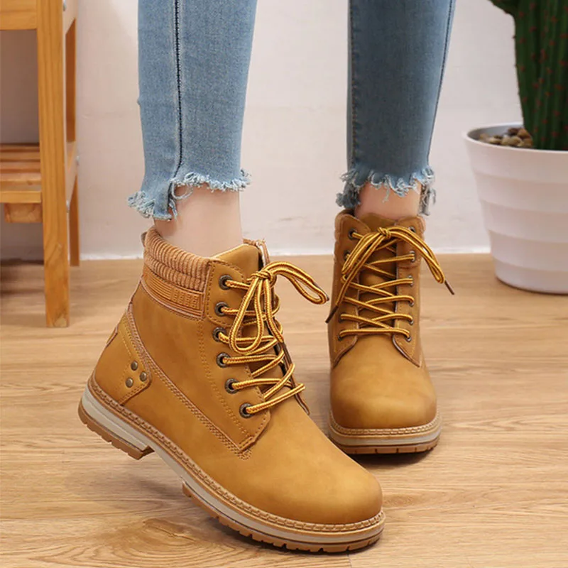 

Women 's Autumn and Winter Boots Female Solid British Style Martin Boots Women 's Fashion Ankle Boots Thick Heel XWX7397