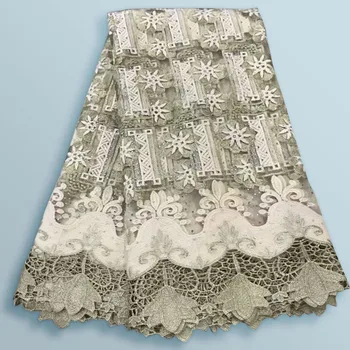 

African Lace Fabric 5 yards High Quality Guipure Lace Tulle French Embroidered Mesh Lace Fabric Gold for African Wedding 01