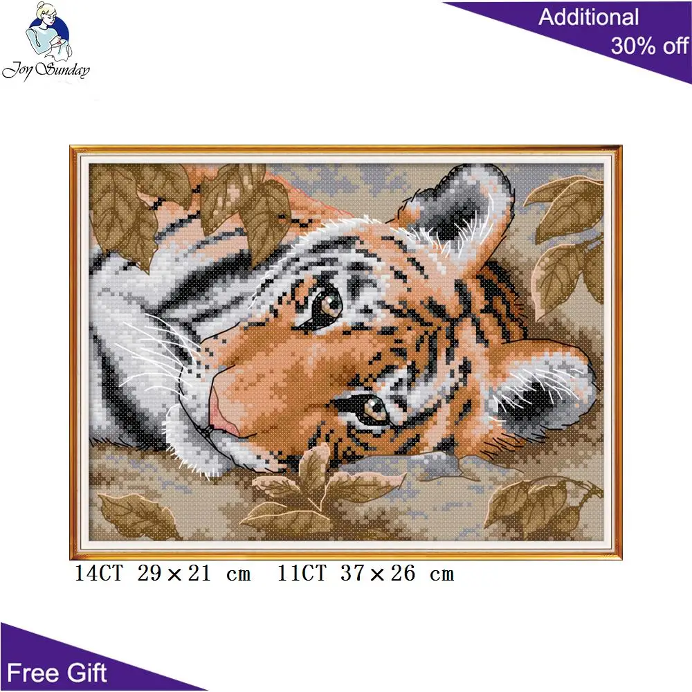

Joy Sunday Tiger Craft DA244 14CT 11CT Stamped and Counted Home Decoration A Lying Tiger Needle Art Animal Cross Stitch Kits