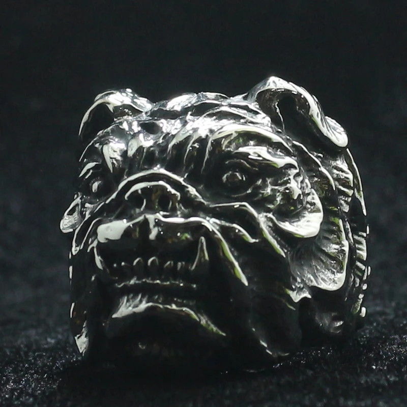 Мужское кольцо из нержавеющей стали 316L, Крутое кольцо в стиле панк, готика, серебро, бык, собака, большое кольцо