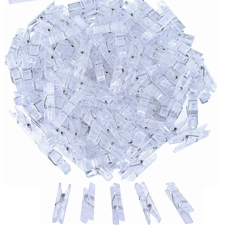 Clip de papel de utilidad de plástico transparente, pinzas de ropa, Clips de línea de ropa, 100x1cm, Uds.
