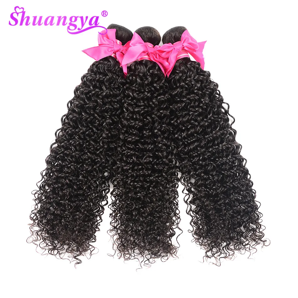 

Shuangya Hair Indian Kinky Curly Hair Bundles 100% Human Hair Bundles 8-28 Inch 3 Bundles Hair Weave Remy Hair Extension