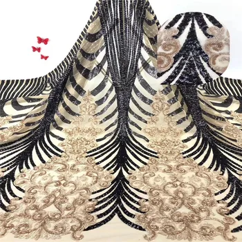 

Madison African Lace Fabric Sequins Embroidery Lace Fabric Bridal Wedding French Mesh Lace Fabric