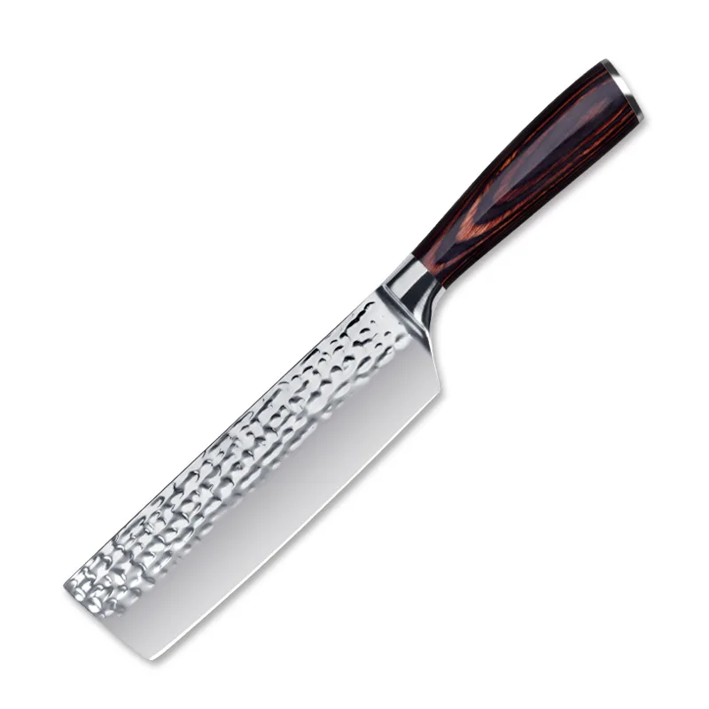 Поварские ножи, кухонный нож, 8 дюймов, японский 7CR17 440C, высокоуглеродистая Нержавеющая сталь, имитация дамасской шлифовки, лазерный нож Santoku