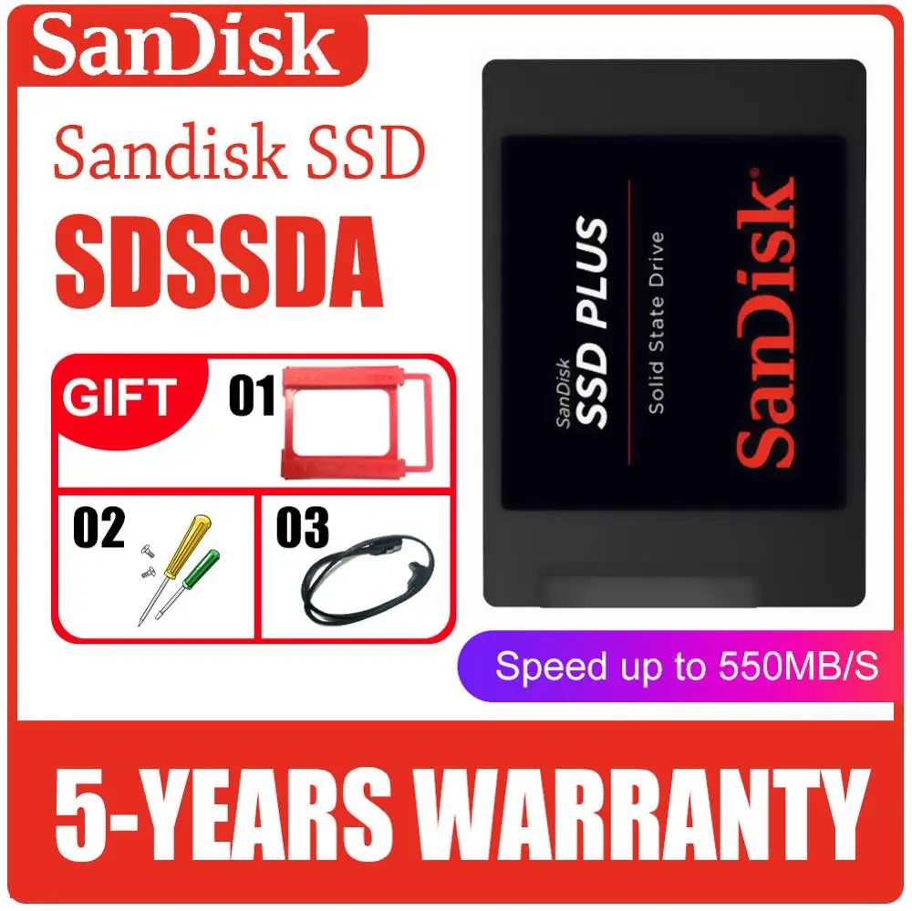 Оригинальный Внутренний твердотельный накопитель Sandisk SSD 120 ГБ 240 480 SATA III Plus HDD для
