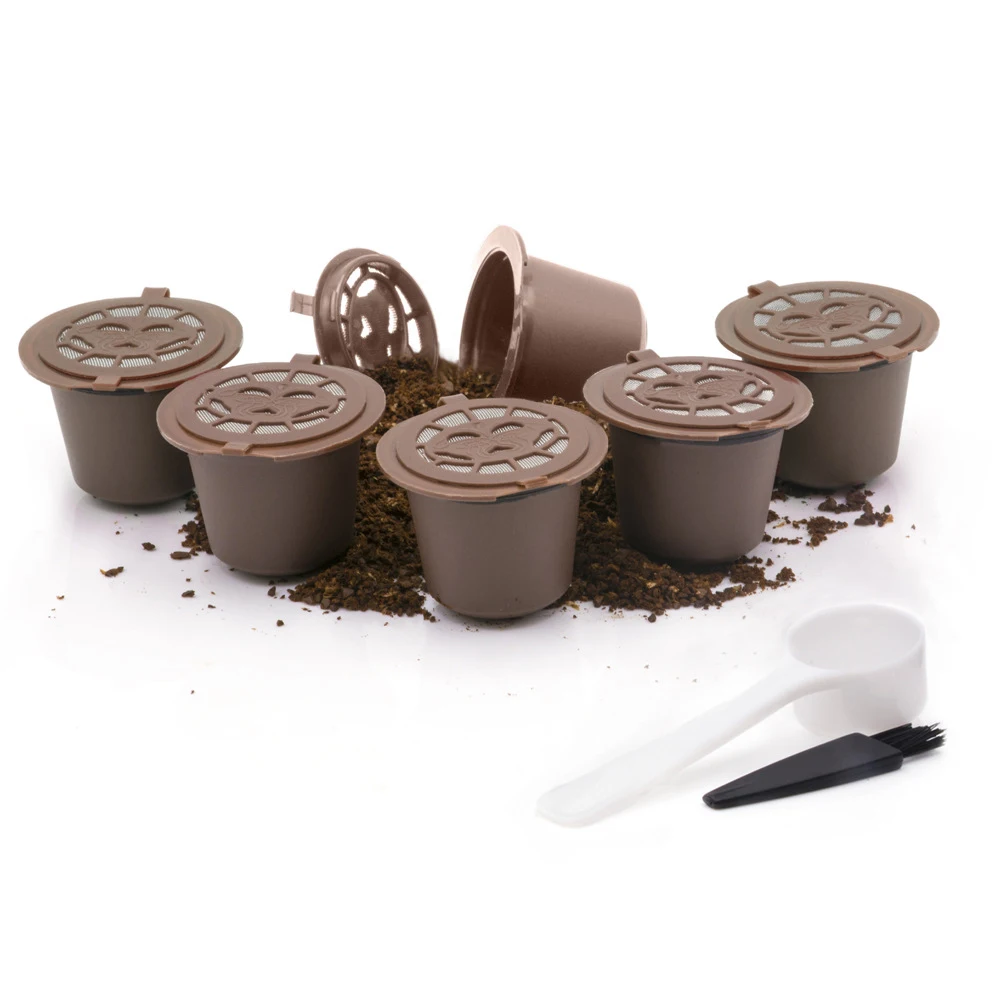 

2Pcs Reusable Refillable For Nespresso Coffee Capsule With 1PC Plastic Spoon Filter Pod Filters Coffee Filter Baskets Capsules