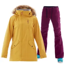 GSOU Снежный женский лыжный костюм сноуборд куртка брюки супер теплый зимний костюм ветрозащитный водонепроницаемый Открытый Спортивная одежда женский костюм