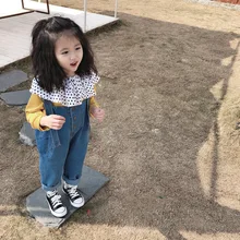 Весенний стиль; детская одежда для мужчин и женщин; детские брюки на подтяжках с пуговицами; детские свободные повседневные брюки на подтяжках