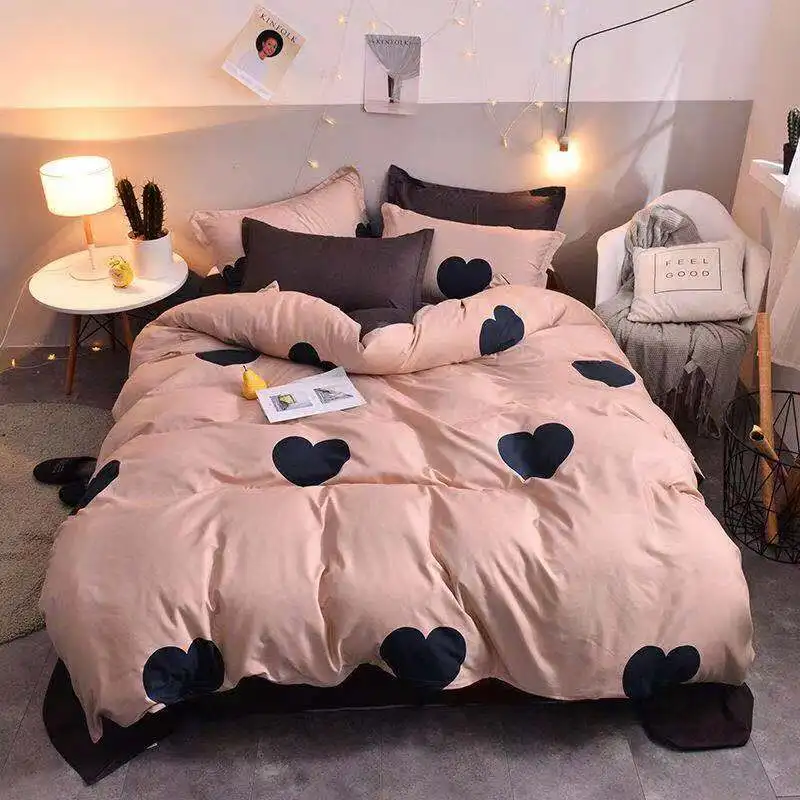 

2019 Bed 4 Sheet Pillow Case Decor Brand 100% Cotton Home Textile Para Bed Sheet Flower Pattern Protector Bed Coverlet