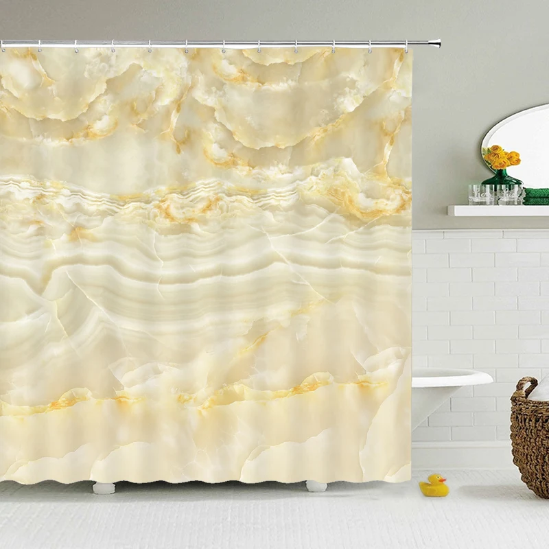 Marble Pattern Shower Curtains Waterproof Bathroom Polyester cloth 2020 New Curtain With 12 hooks 180*180cm Home decor | Дом и сад