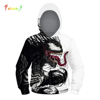 

Long Sleeve 3D Cosplay Costume Venom Spiderman Hoodie Kids Boys Sweatshirt 2019 Fall Zippers Fashion Hoodies Unisex Jacket Teen