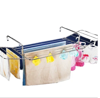 

Stainless steel window outside balcony drying shoe rack security sill artifact cool hanger folding telescopic