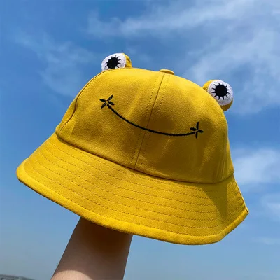 Fashion Frog Bucket Hat for Women Summer Autumn Plain Women Panama