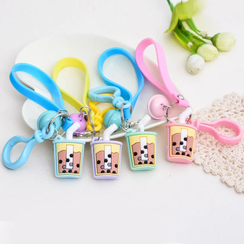 

New Creative Cute Handmade Car Keychain Mini Milk Tea Cup Key Ring Bag Pendant for Women Bag Key Chain Gift