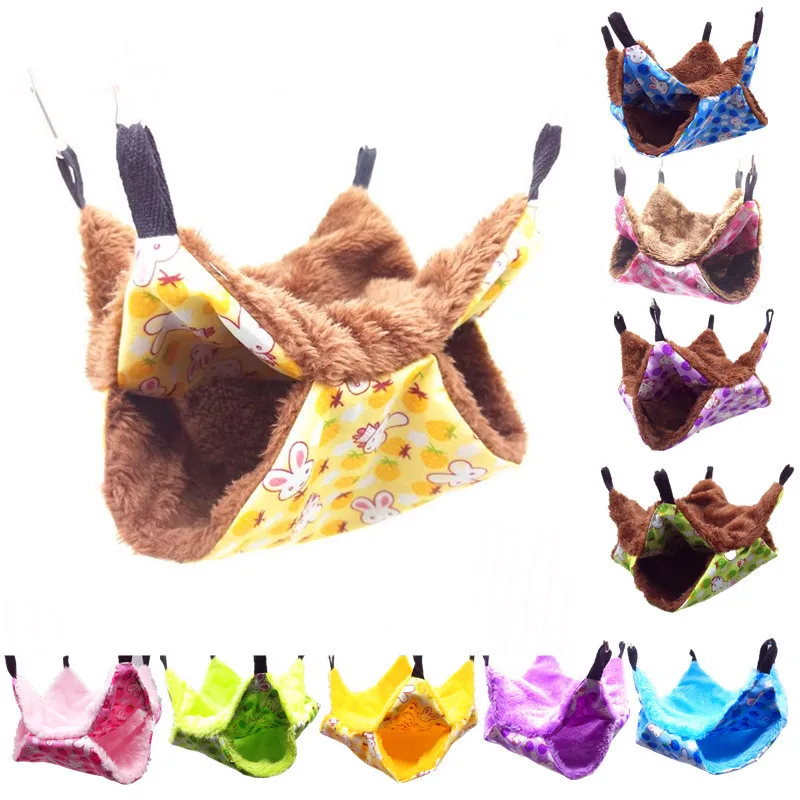 

Warm Hamster Hammock Hanging Bed House Winter Small Animal Squirrel Guinea Pig Double-layer Plush Cotton Nest Pet Supplies