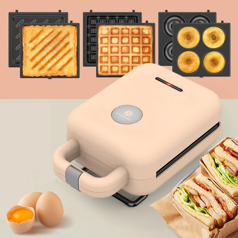 Electric Sandwich Maker Multifunction Breakfast Machine Waffle Maker Toaster Donuts Baking Takoyaki Sandwichera 220V EU MB25