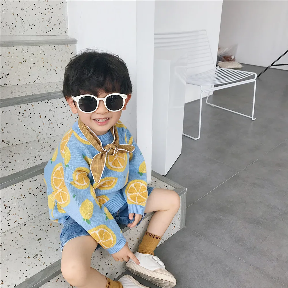 Tonytaobaby/новая осенне-зимняя одежда для мальчиков и девочек; Детские свитера с рисунком арбуза и лимона; Детские свитера; свитер для девочек
