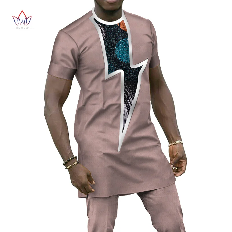 Bazin Riche/мужские комплекты из 2 предметов со штанами, африканский дизайн, одежда в африканском стиле, повседневные мужские длинные рубашки и штаны, комплекты WYN656 - Цвет: 15