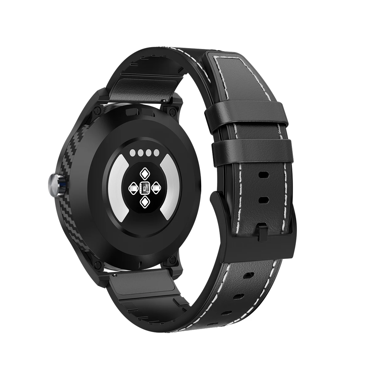 Black Leather Смарт-часы DT98 1,3 дюймов Водонепроницаемый Полный сенсорный экран Спортивный сердечный ритм SmartWatch фитнес-браслет для iPhone Android PK K88H - Цвет: Black Leather