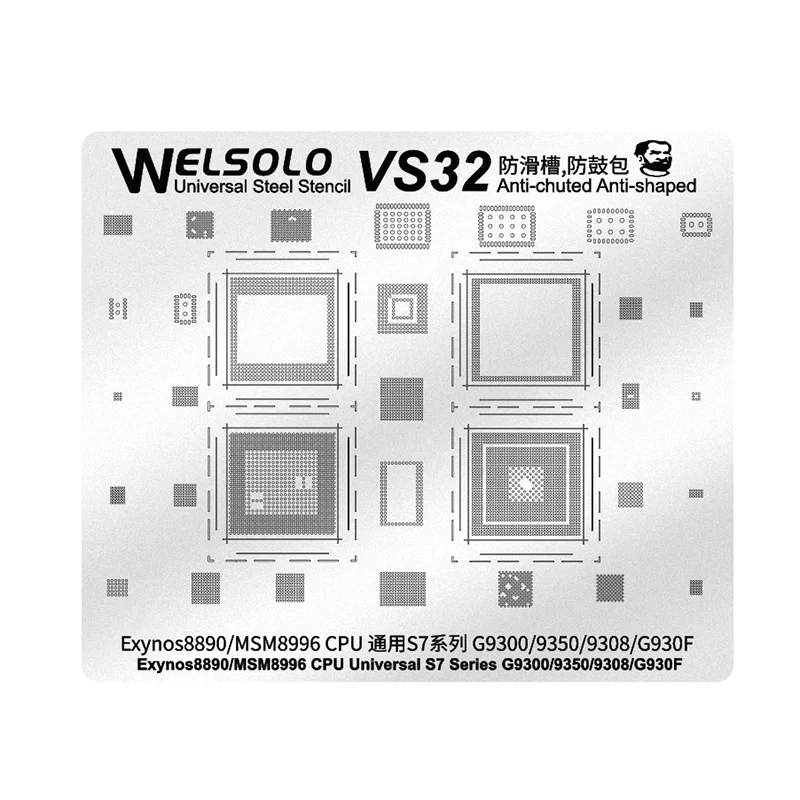 

Mechanic VS32 BGA Reballing Stencil for Samsung S7 S7Edge G9300/G9350/G9308/G930F Exynos 8890/MSM8996 CPU RAM WIFI Power IC Chip