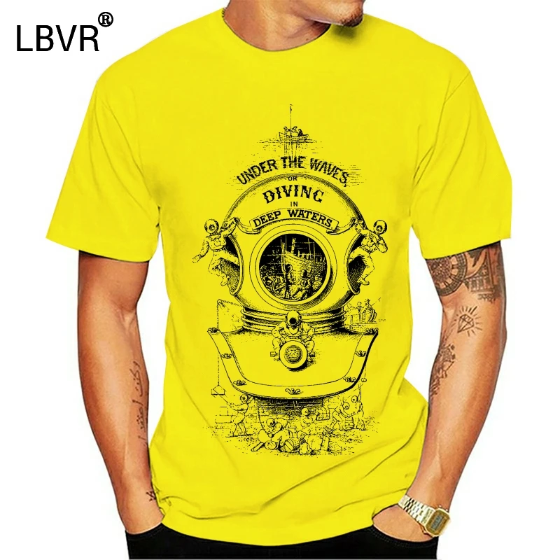 

2020 Fashion Men T Shirt Custom Victorian Diver Illustration T-Shirt.Victoriana Scuba Vintage Dive Muscle T Shirt