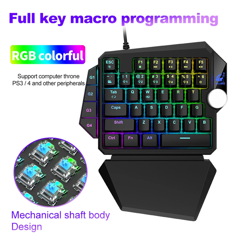 RGB Механическая игровая клавиатура K5 для одной руки 35 макроклавиш синий