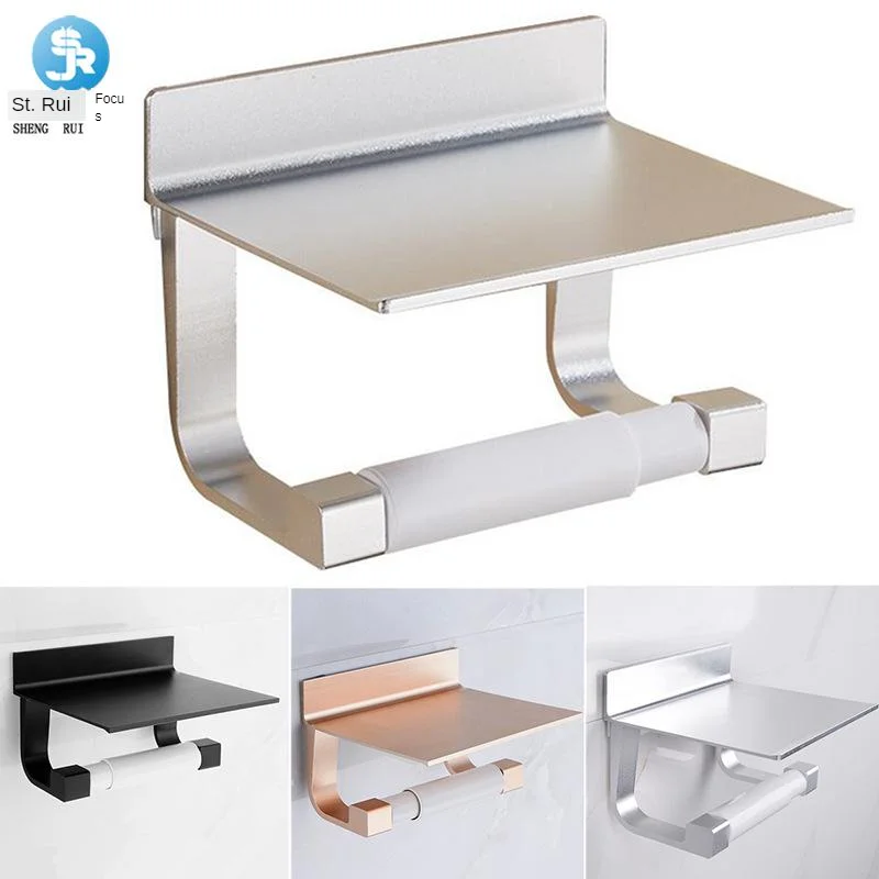 

Alumimum Hole Punched Mobile Phone Storage Shelf Toilet Paper Towel Roll Stand Hotel Engineering