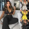 Temperament Women's Summer Suit 2021 V-neck Long Sleeve Slim Solid Tops+wide Leg Pants Goddess Two-piece Set Plus Size#G30 1