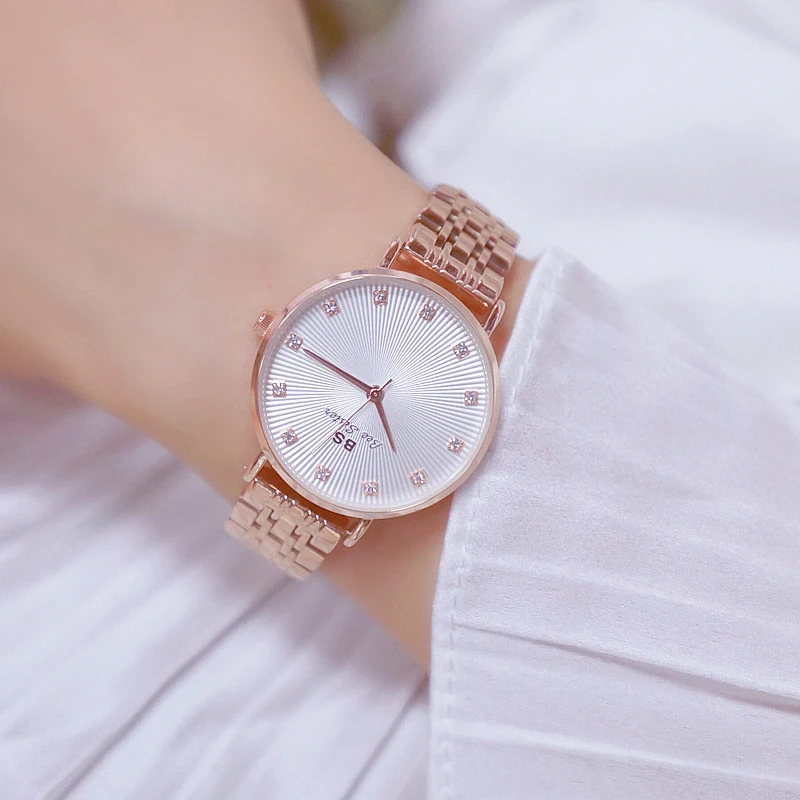 

2019 Creative Luxury European Style Rhinestone Watch Stainless Steel Elegant Big Dial Women Watch Casual Dress Female wristwatch