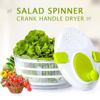 

New Kitchen Accessories Manual Lettuce Dryer Crank Handle Locking Lid Rinsing Tool for Vegetable Fruit Salad