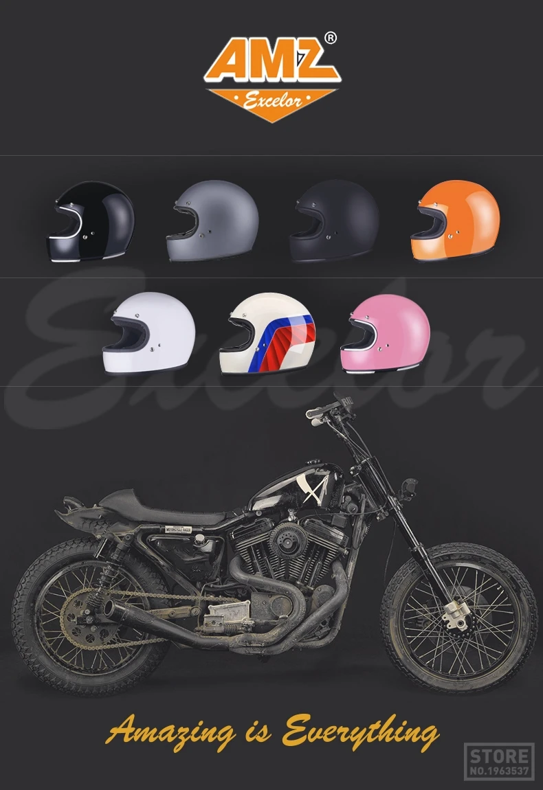 AMZ мотоциклетный шлем Полнолицевой шлем для мотокросса Retrol rbike Riding Racing Casco Moto с точечной сертификацией