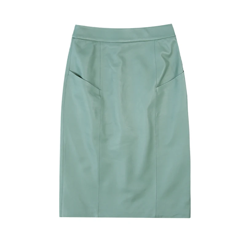 Новая зимняя Женская длинная юбка миди из натуральной кожи OL элегантная простая тонкая Saia Mujer зеленая/черная сексуальная уличная одежда Jupe Faldas