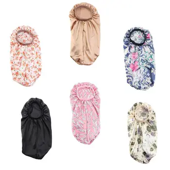 

Women Extra Long Satin Bonnet Sleep Cap Colorful Floral Elastic Band Night Hat M6CD