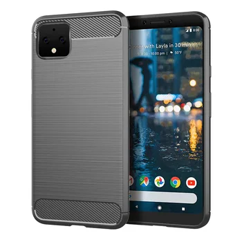 

50pcs/lot For Google Pixel 4 Ultra Slim Carbon Fiber Shockproof Armor Brushed TPU Case For Google Pixel 4 XL