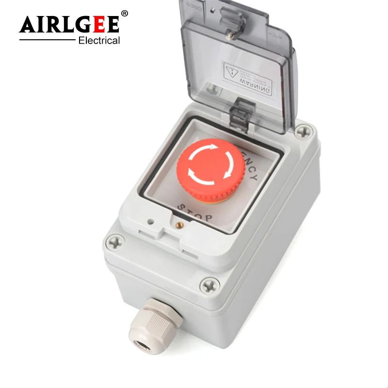 Interruptor de Botão de Parada de Emergência 130*80*70 mm à Prova Dágua Ip67 tipo Cogumelo Capa Protetora Transparente Caixa de Controle