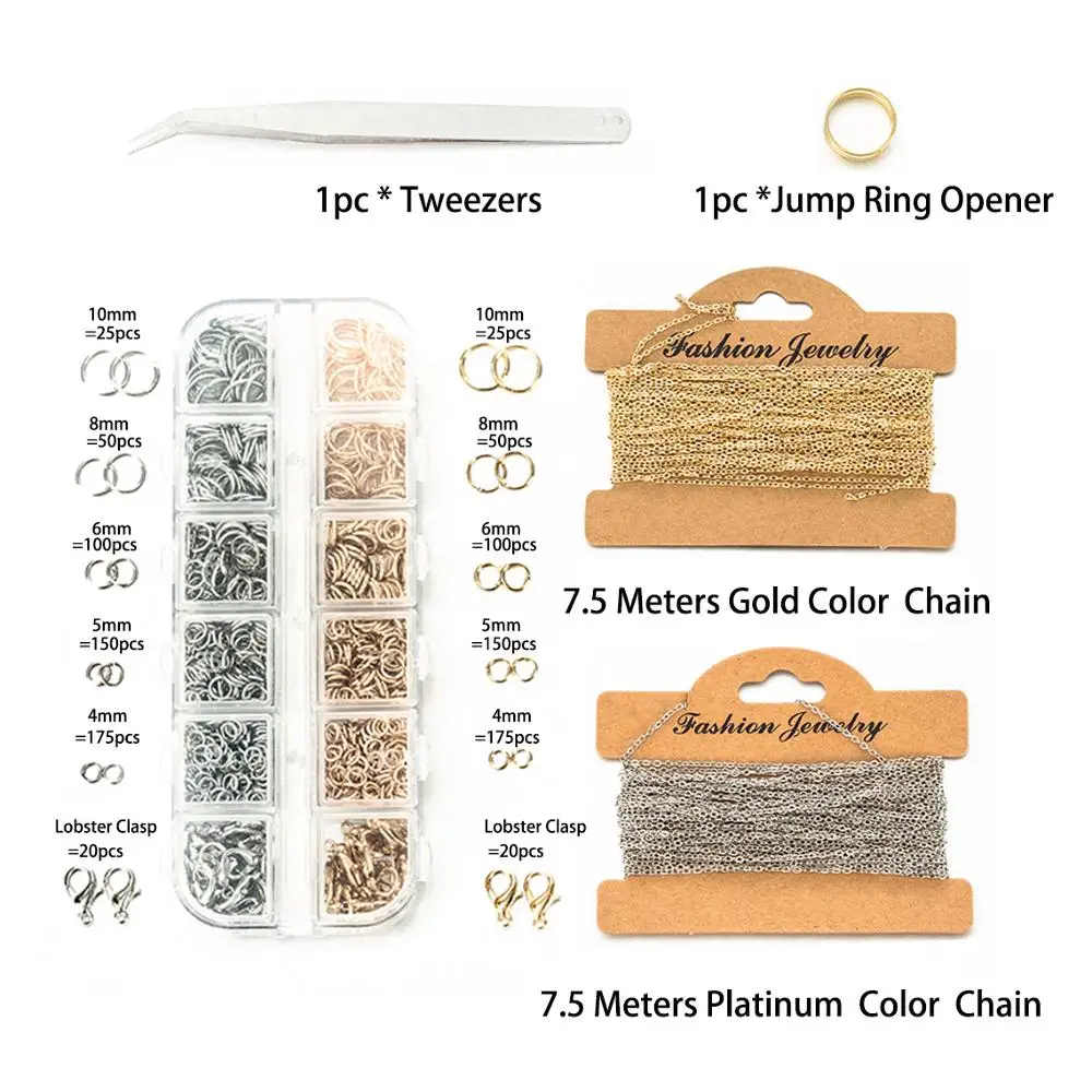 

Jewelry Making Kits Necklace Chain Jump Rings Lobster clasp OpenJump Rings Pliers Tools DIY Jewelry Findings Set Supplies