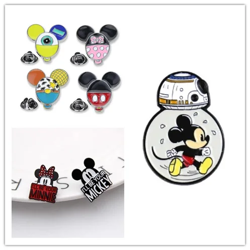 Модные Аниме фигурки героев мультфильма Disney Микки Минни аксессуары брошь