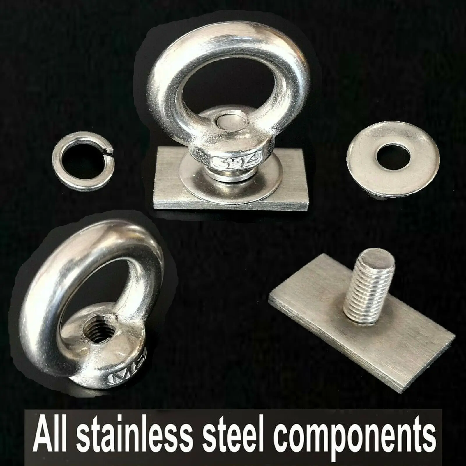 4x T Bolt Eye Nut tie down kit for Rhino Yakima Pro Rola roof rack M8 16mm roof rack tie down kit