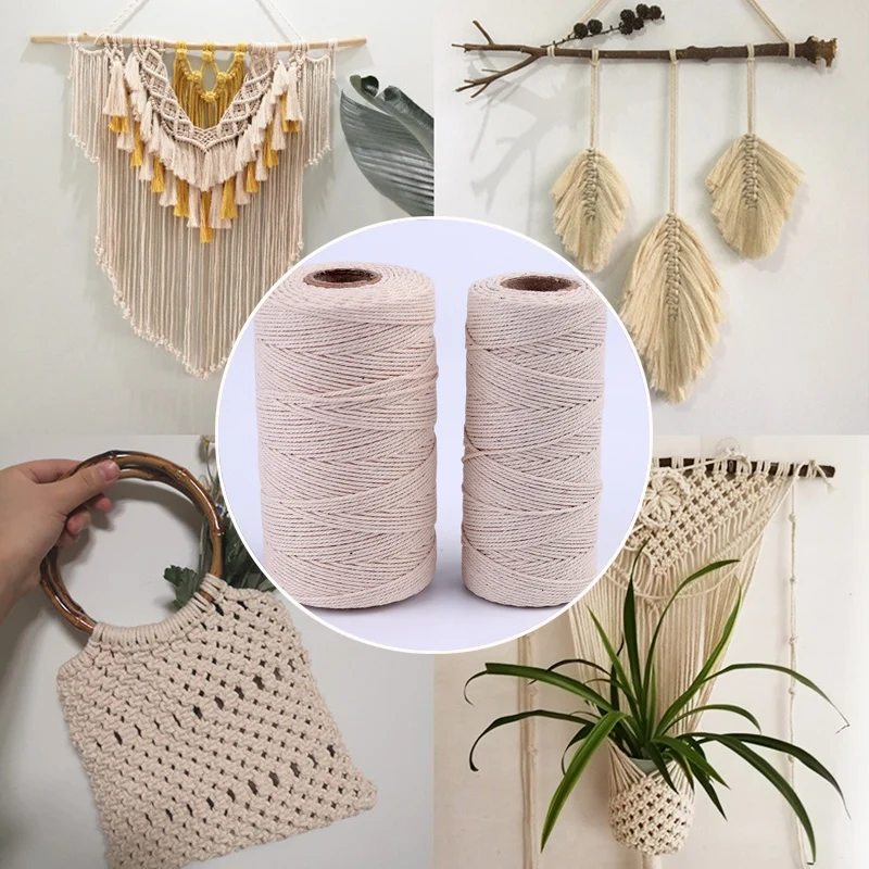 

Crafts Natural Beige Macrame String DIY 100% 100 m Twisted Cord Cotton