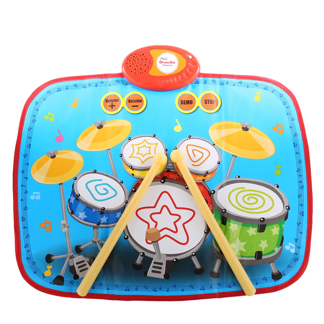

Kids Mini Drum Set Pattern Musical Touch Play Mat Baby Educational Music Carpet Child Toy Gift with 2 Drumsticks