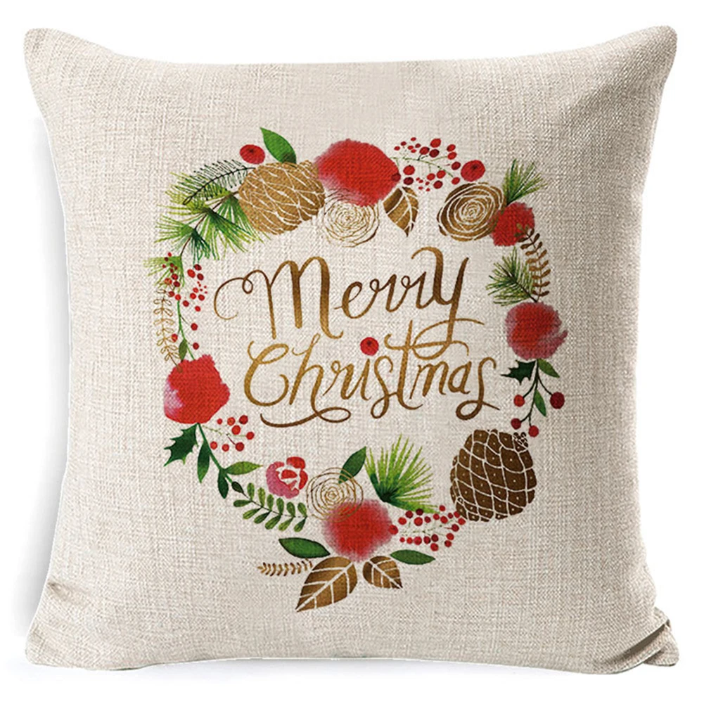 

Soft Christmas Car Pillowcase Throw Pillow Covers Linen Plant Pattern Pillowcase for Home Car Office Chairs Decor Christmas Gift