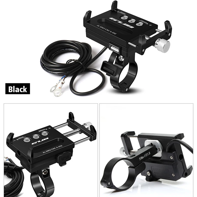 GUB Aluminum USB Rechargeable Motorcycle Bike Phone Mount With Power Conversion Function Support GPS For 4.0-6.7 inch Phone